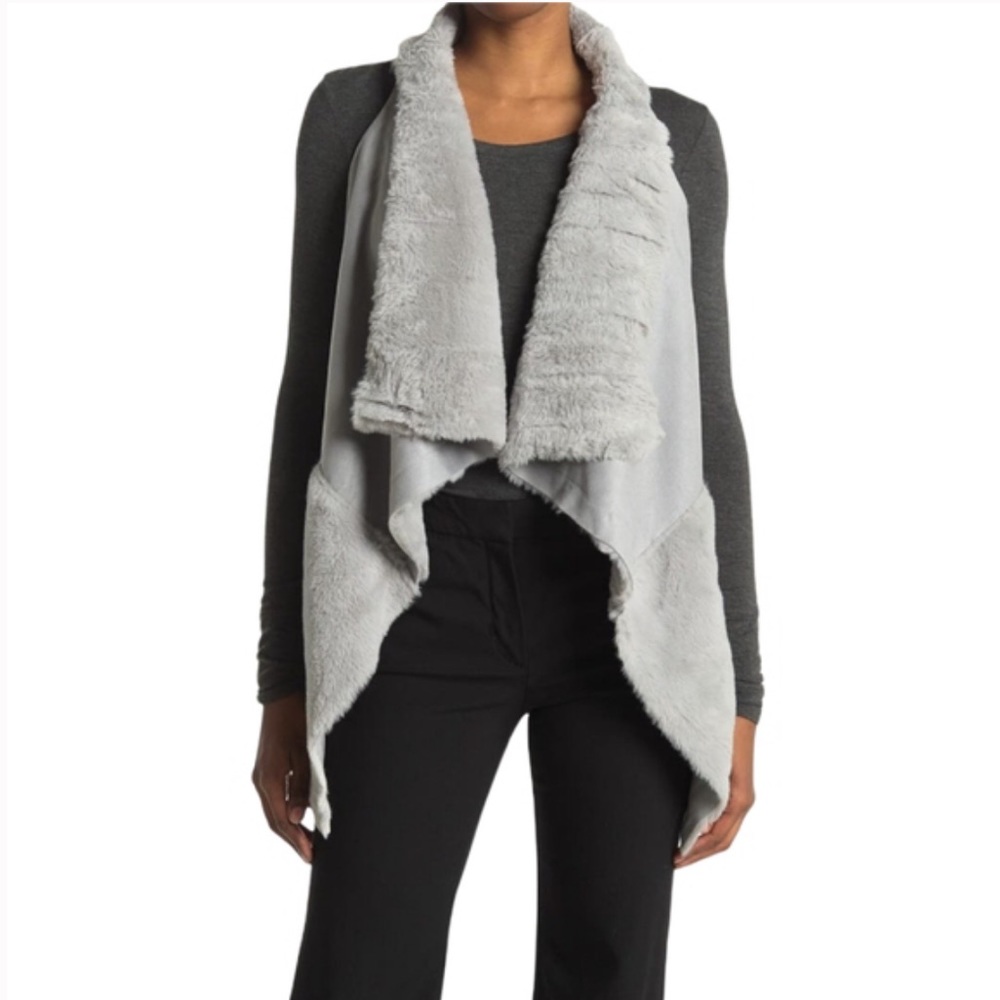 COFFEE SHOP Faux Fur & Suede Draped Vest